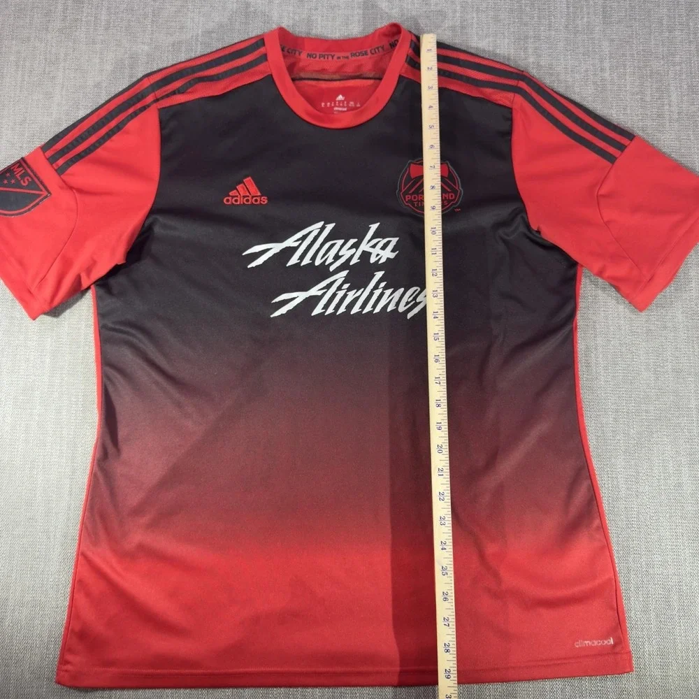 Portland Timbers Jersey Mens XL Red MLS Soccer Adidas ClimaCool Alaska Airlines